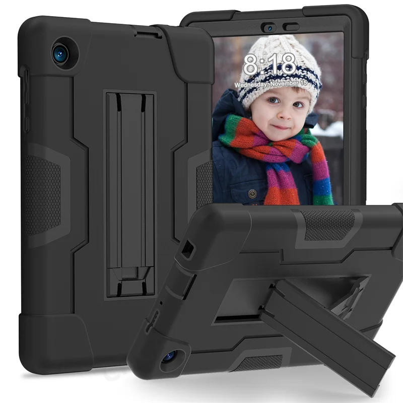 

3 Layers PC+Silicon Hybrid Shockproof Armor Cover For TCL Tab 8 Wifi LE 4G TKEE Mid Case Kids 8" Tablet PC Kickstand Funda