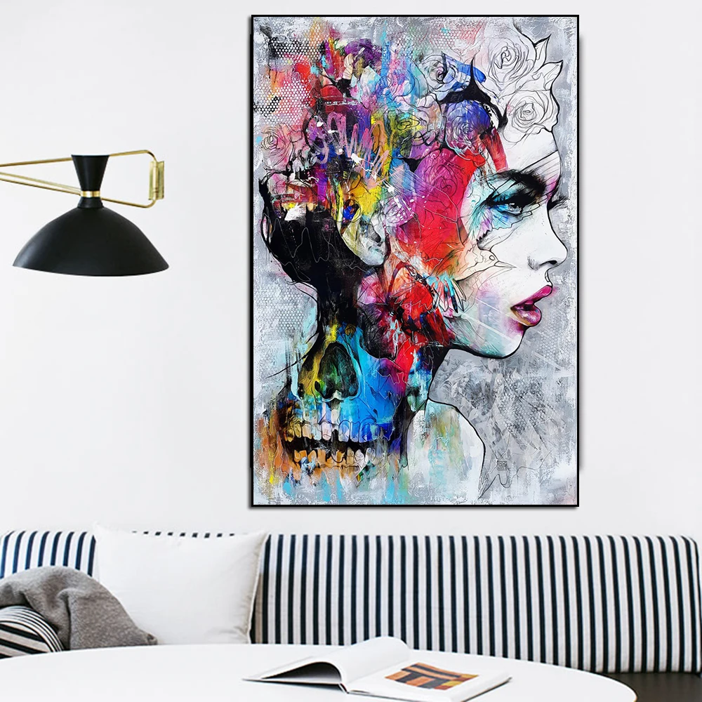 Картина на холсте с изображением сексуальной девушки граффити в скандинавском