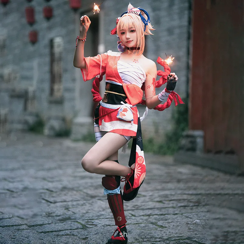 

Игра геншин ударт Косплей Хэллоуин Yoimiya Косплей Костюм Genshin Impact Yoimiya Косплей