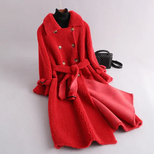 

Sheep Shearling Coat Female 2022 Women's Winter Jacket Long Fur Trench Coats Women Wool Jackets Jaqueta Feminina Gxy180