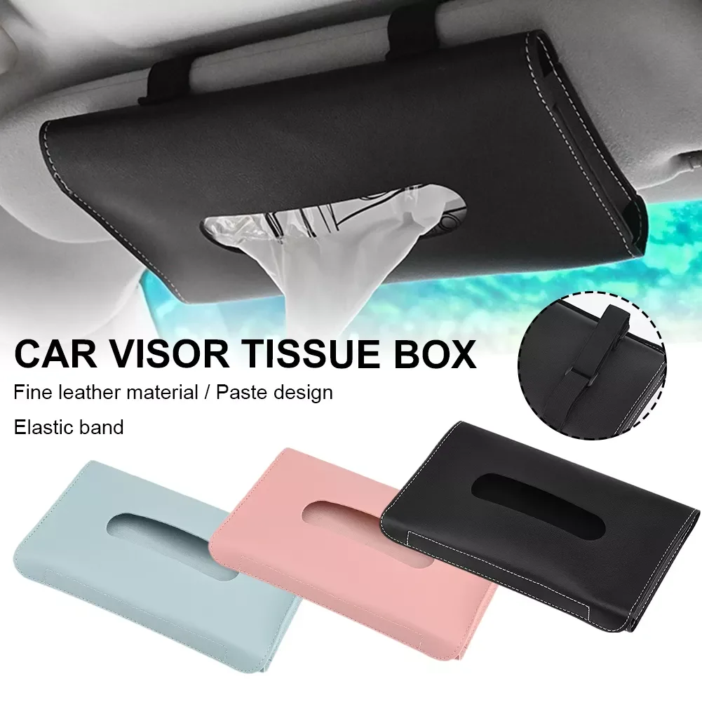 

tissue boxes Car Tissue Case Leather Sun Visor Napkin Box Holder Hanging Auto Storage Box Decoration for Car interior Accessorie
