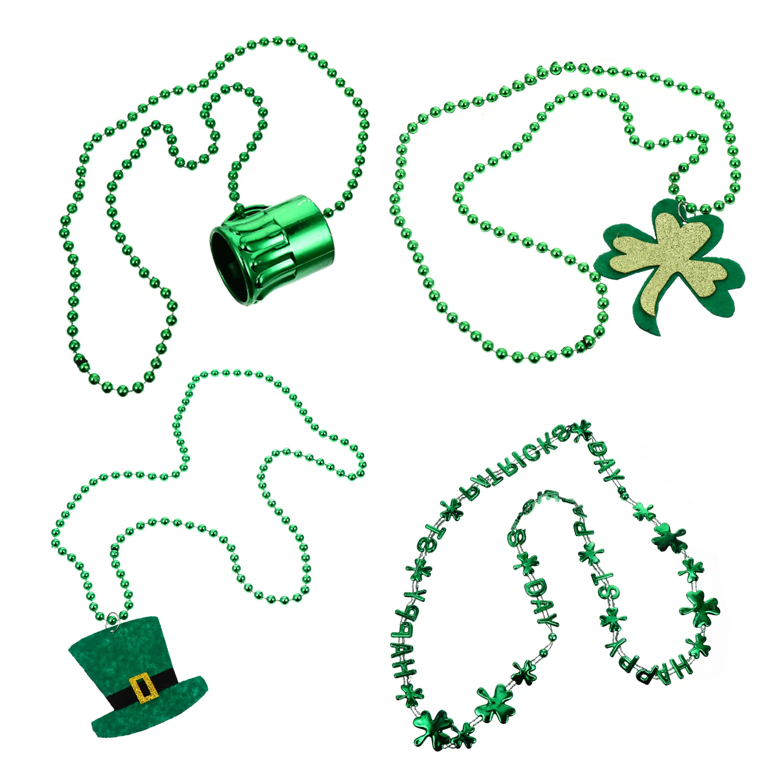 

4 Pcs Unique Delicate Adorable Creative Shamrock Neck Chain Ireland Festival Decoration Green Necklace Patrick's