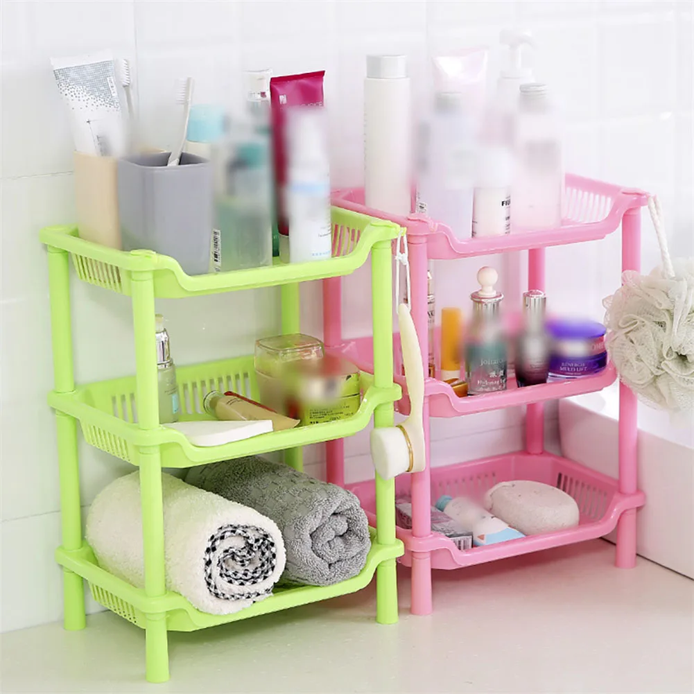 

3 Layers Plastic Storage Rack Self Assembled Sundries Storage Holder Bathroom Shelf Home Kitchen Bowl Sponge Organizer