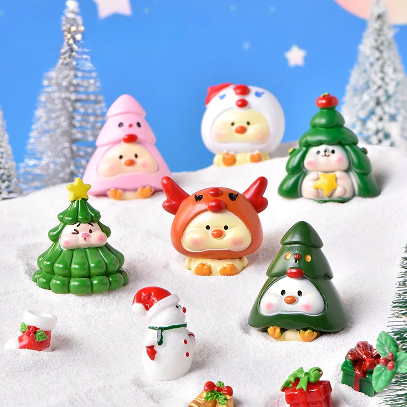 

Micro Landscape Christmas Cartoon Animal Pig Snowman Tree Cute Duck View Living Room Decorative Crystal Ball Diy Accessories