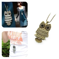 fashion owl retro metal necklace long sweater chain necklace for women women