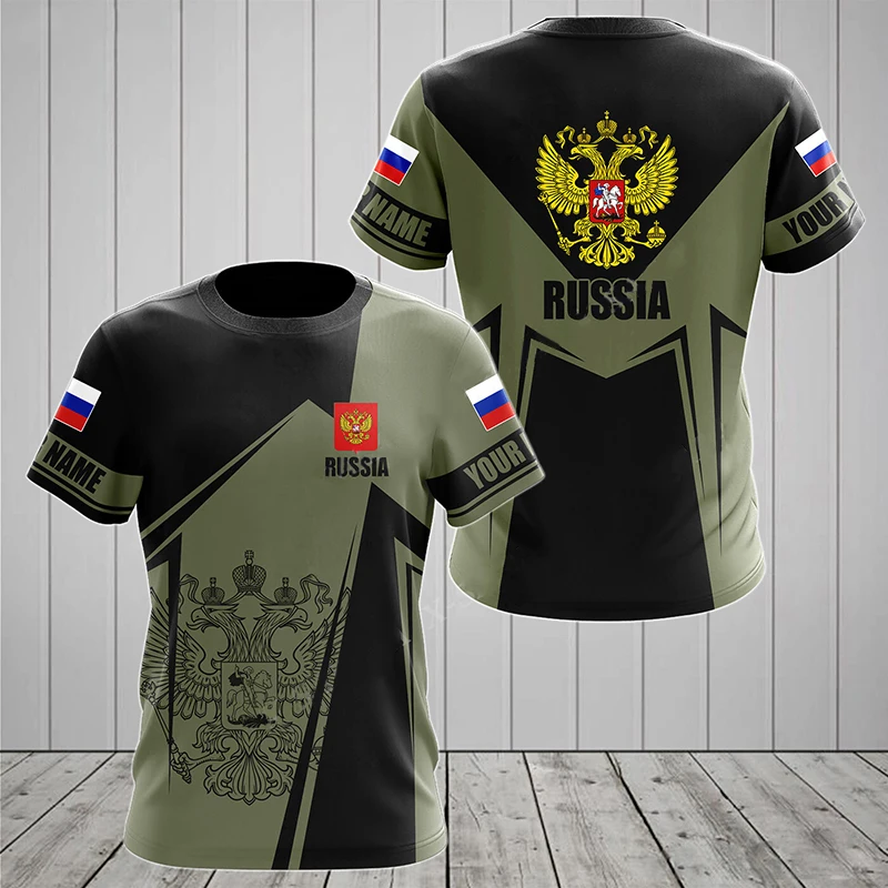 

Russia Men's T-shirts Casual Loose Round Neck Russian Flag Short Sleeved Tops Tees Men's Clothing Oversized T-shirt Streetwear