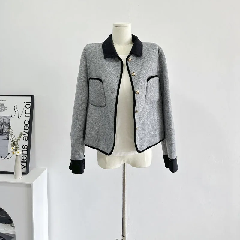 

Осень/Зима 2023, цветное теплое пальто с длинными рукавами, шикарная милая куртка с металлическими пуговицами