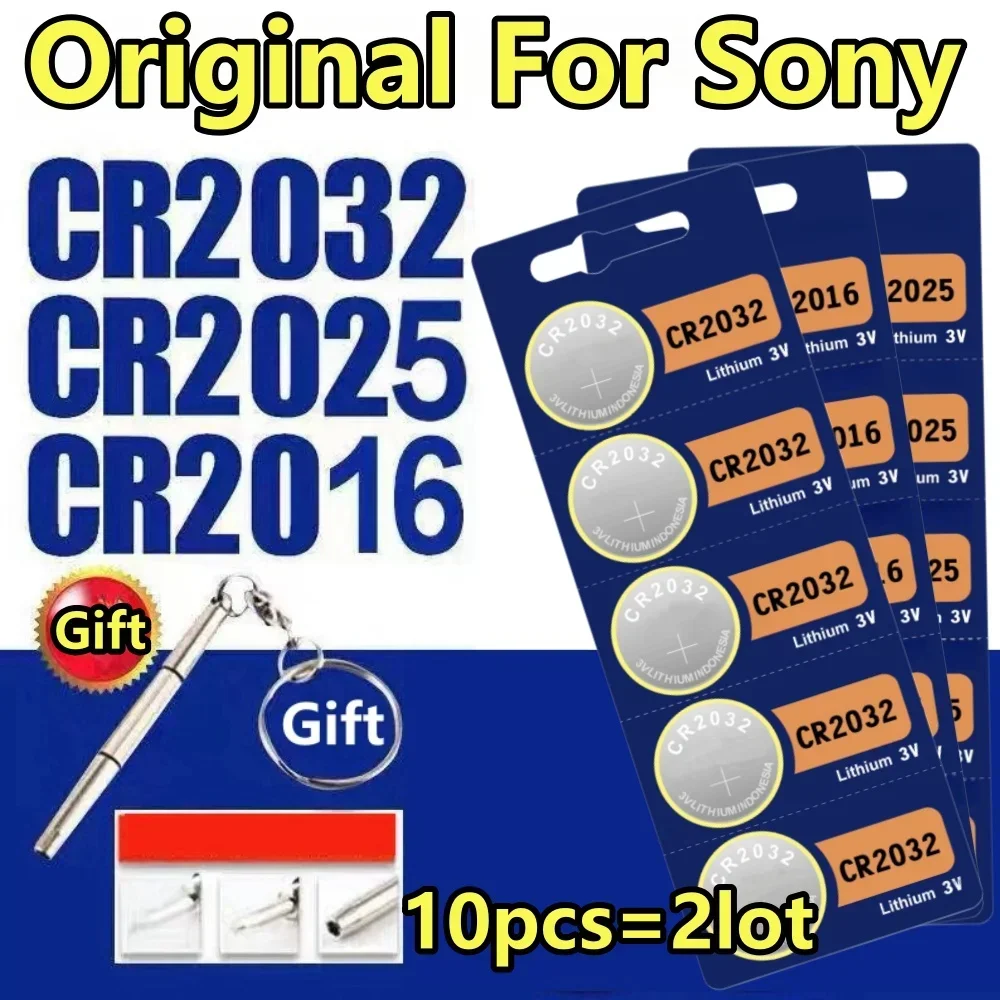 10 шт. для SONY CR2032 CR2016 CR2025 CR 2032 аккумулятор DL2025 автомобильный пульт дистанционного