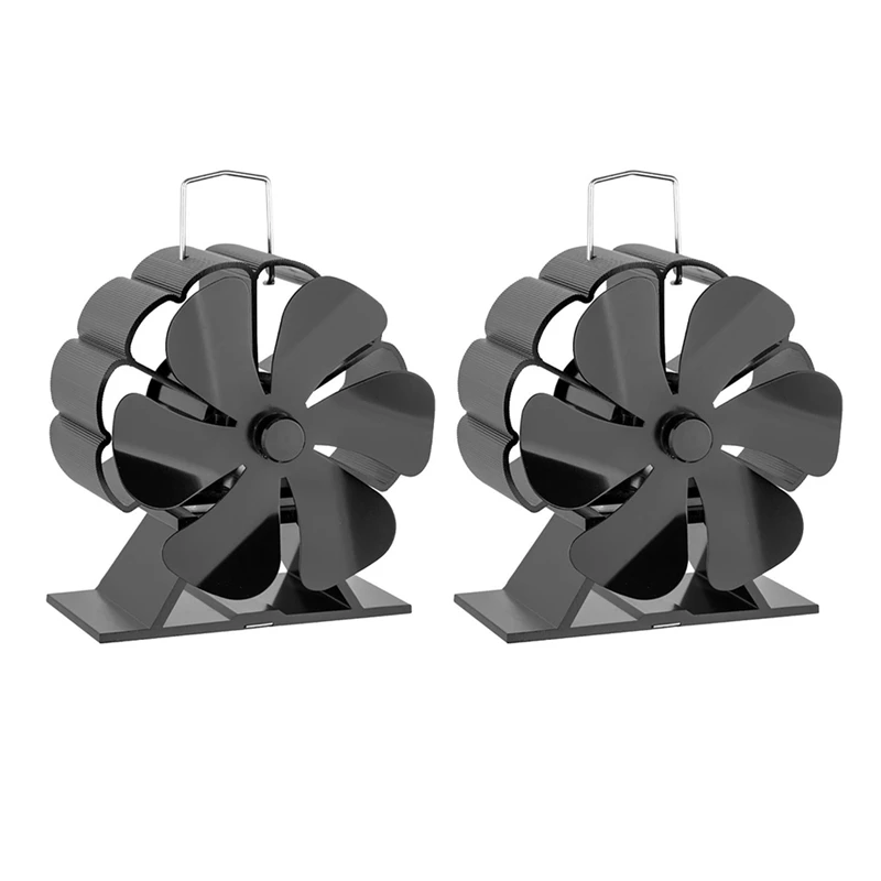 

2X 6 Blades Heat Powered Stove Fan Fireplace Log Wood Burner Eco Friendly Quiet Fan Home Efficient Heat Distribution