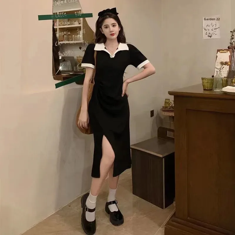 Новинка платье с воротником-поло женская одежда лето 2024 дизайн лацканы