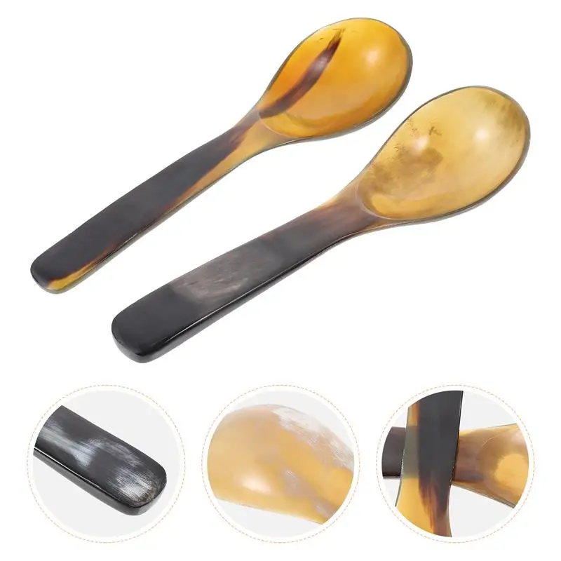 

2pcs Kitchen Rice Scoop Ox Horn Dessert Spoons Ice Cream Spoons for Friends Co-worker Relatives Families