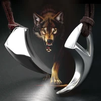 stainless steel wolf fang tooth spike pendant necklace men women animal tooth leather rope necklace fashion fitness jewelry