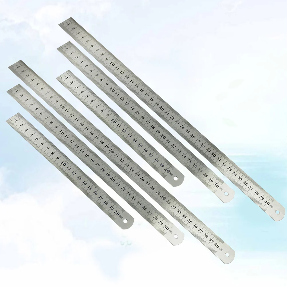 

6PCS Machinist Ruler Stainless Steel Ruler Metal Metric Ruler Office Ruler School Supplies Office Products