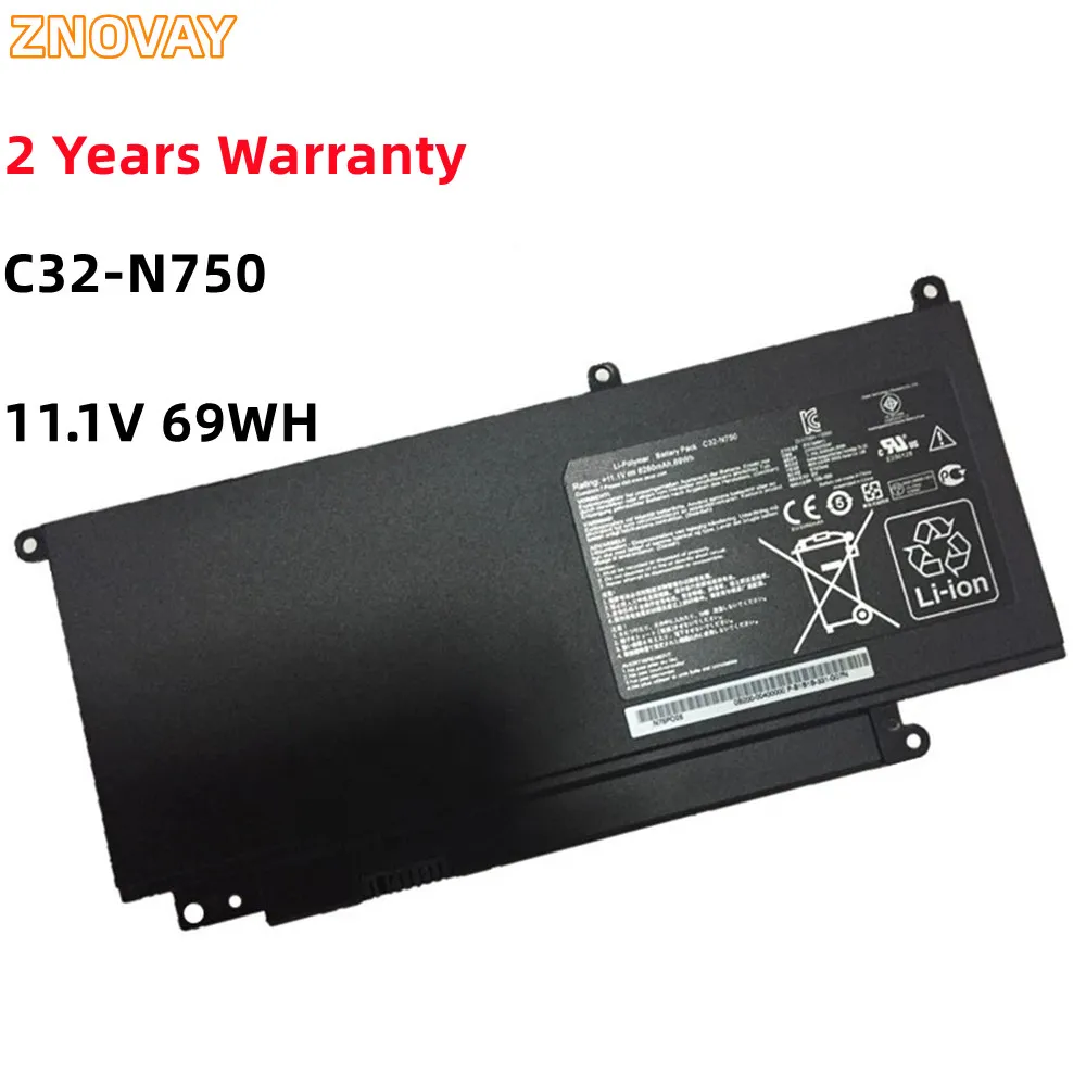 

ZNOVAY C32-N750 Laptop battery For ASUS N750 N750J N750JK N750JV N750Y47JK-SL N750Y47JV-SL 11.1V 6260mAh/69WH