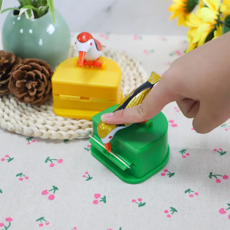 

Toothpick Container Automatic Toothpick Holder Storage Box Plastic Storage Container Cute Bird Decoration Kitchen Accessories