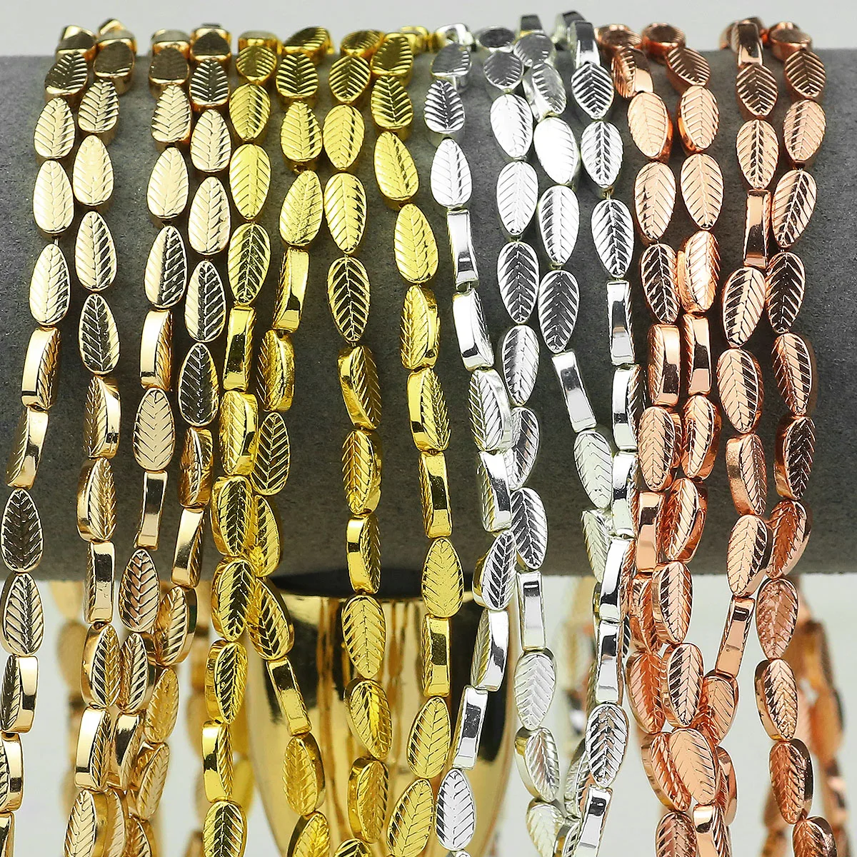 Золотой цвет лист гематит бусина натуральный камень разделитель свободные