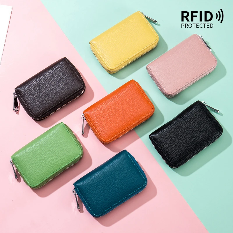 

RFID Anti-theft ID Credit Card Holder Fashion PU Leather 12 Cards Pocket Cash Storage Clip Organizer Case Wallet for Women Men