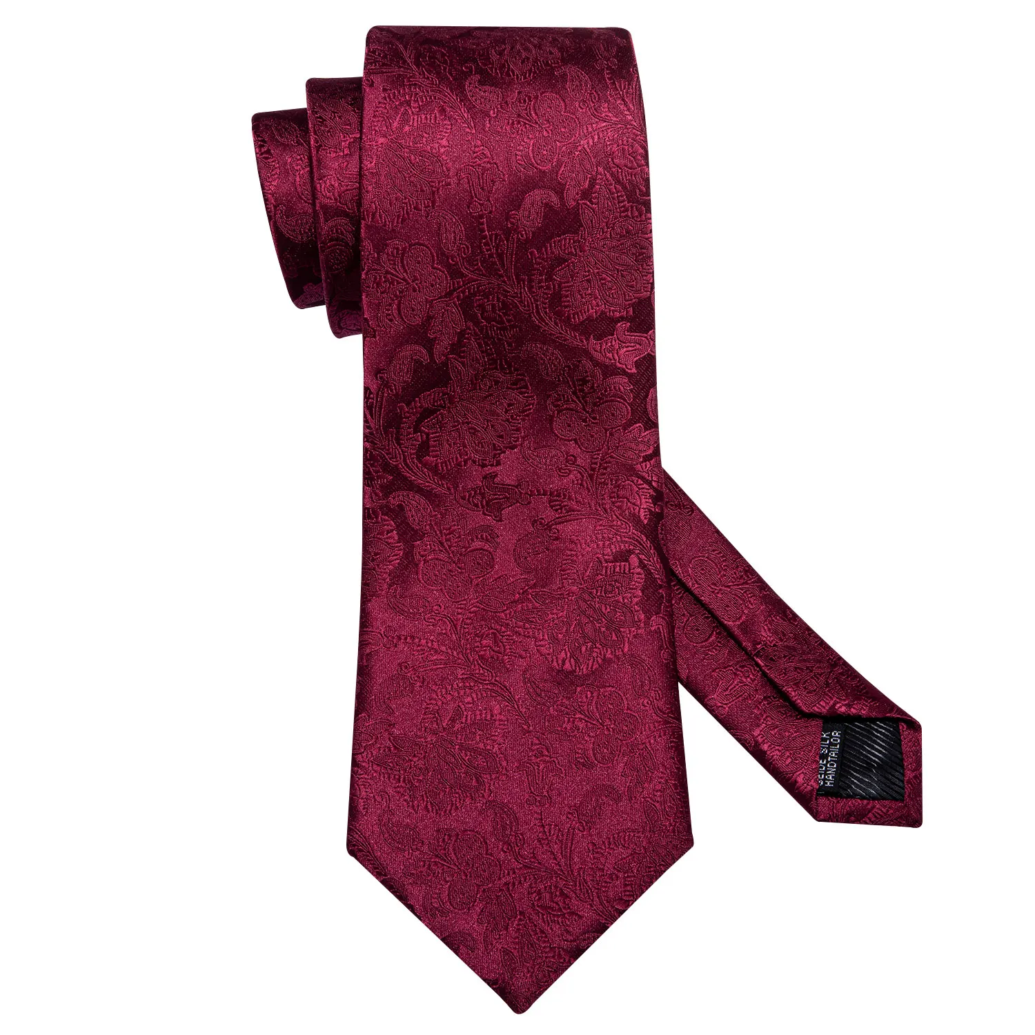 Mens Wedding Tie Red Paisley Solid Silk Neck Ties For Men Gravat Handkerchief Cufflink Brooch Set Barry.Wang Designer FA-5509 images - 6