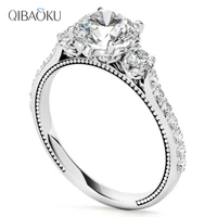 luxury s925 sterling silver round 1ct halo moissanite engagement ring for women diamond jewelry wedding rings