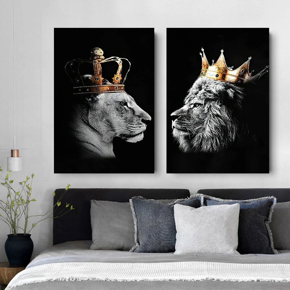 

Black and White Lion Canvas Painting Posters and Prints Modern Animal Wall Art Pictures for Office Living Home Decor Cuadros