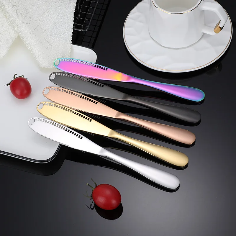 

1PC Stainless Steel Butter Knife Holes Cheese Dessert Knife Cutlery Toast Wipe Cream Bread Cutter Tableware Kitchen Tools