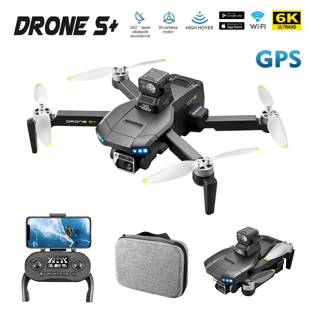 

S+ Professional Drone Brushless 6K HD Electrical Dual Camera 360° Laser Obstacle Avoidance GPS Wifi Foldable Drones 1200M