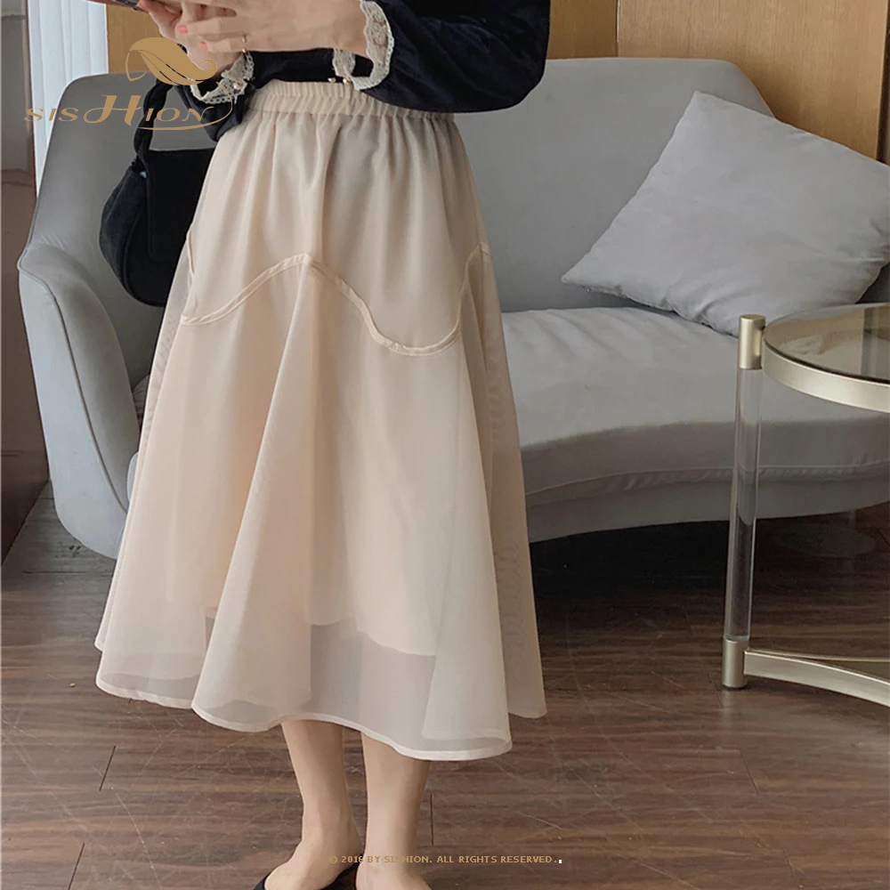 

Korean Version Of The Street Umbrella Skirt Panton Skirt 2022 Summer Female Shopping Fashion Elegant Net Veil Skirt VD3095
