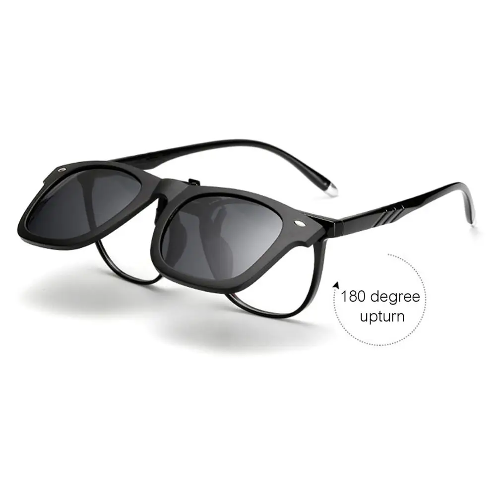 Поляризованные очки для вождения с близорукостью зеркальные клипсой UV400 ретро
