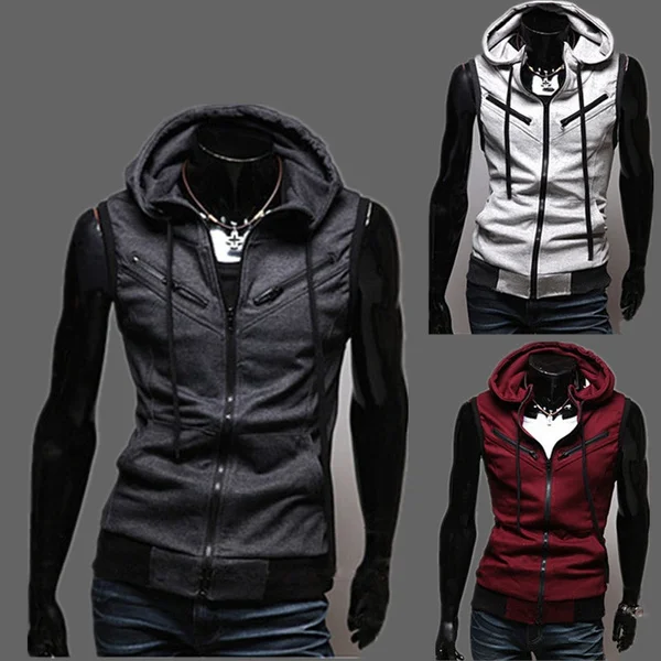 

Мужская Новая толстовка с коротким рукавом, Мужской Повседневный Кардиган, куртка без рукавов