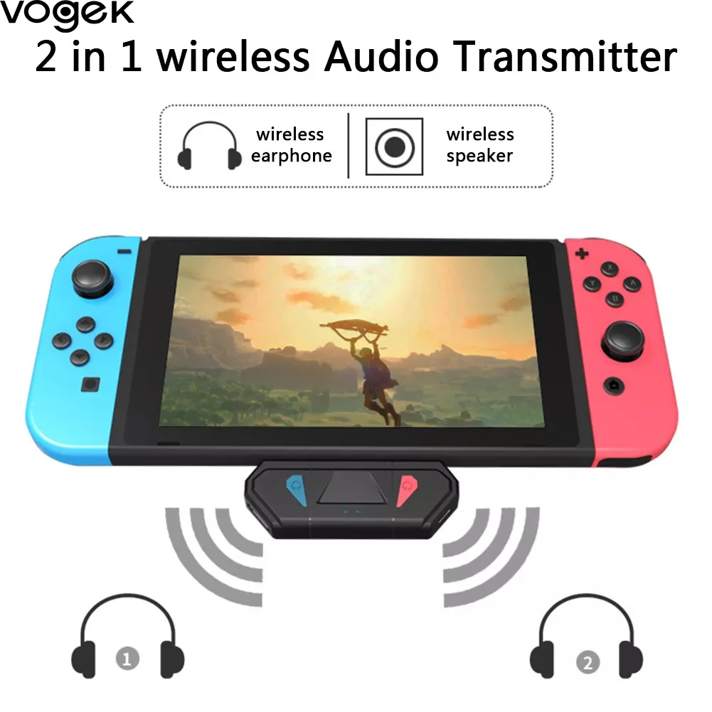 

Vogek Bluetooth-совместимый аудио адаптер передатчик для Nintendo Switch PS4 видео конвертер 2 в 1 беспроводной аудио адаптер
