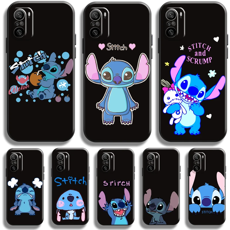 

Cartoon Cute Lilo Stitch For Xiaomi Redmi K40 K40 Pro K40 Gaming Phone Case Soft Back Funda Black Coque