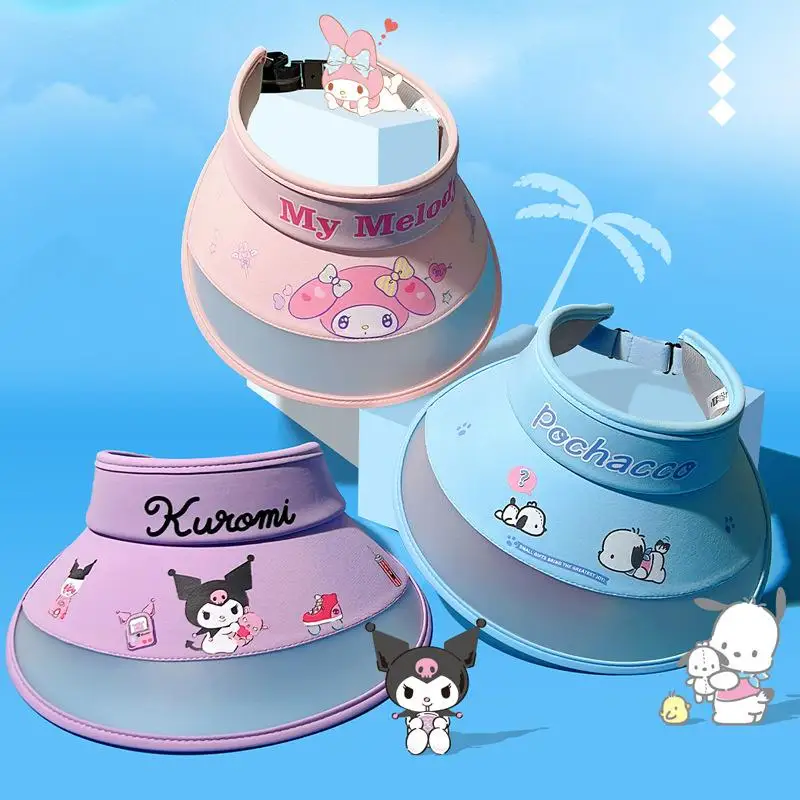 

Children's Hats Sanrio Summer New Lightweight and Breathable Sunscreen and Shading Kawaii Large Brim Kuromi Pachacco Sun Sky Cap