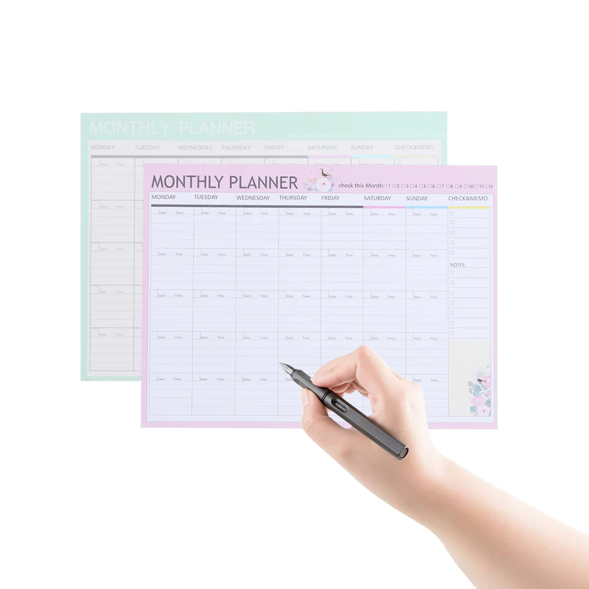 

20 Sheets Monthly Planner Calendar Schedule Organizer Agenda Schedule Organizer Notebook(Pink Green Mixed)