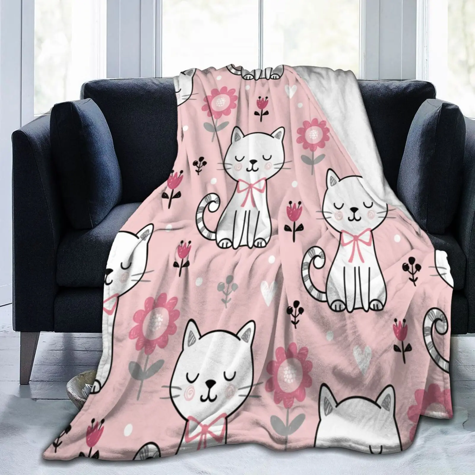 

Cat Throw Blanket Cat Fleece Blanket Micro Fleece Blanket Mom Dad Gift for Son Cat Adult Blanket Printed Super Soft Blanket