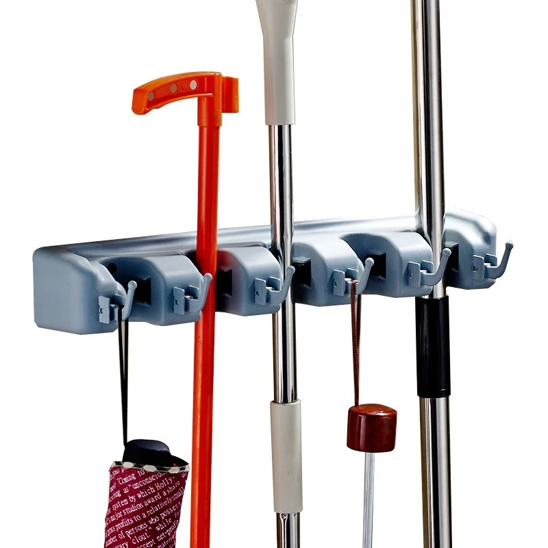 

3 Styles Mop Holder Storage Rack Hook Wall Mounted Multi-Functional Mount Screw Broom Holder With wheel Mop Organizer Storage