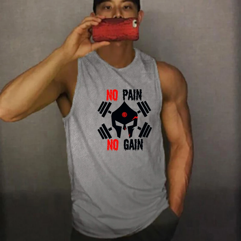 

New Gym Jogger Men Sleeveless Running Bodybuilding Mesh Tank Top Muscle Fitness Shirt Workout Sports Vest Men's Clothing