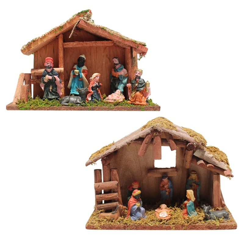 

Nativity Scene Statue Figurine Tabletop Christmas Ornaments Resin Jesus Baby Sculpture Christian Religious Gift Church