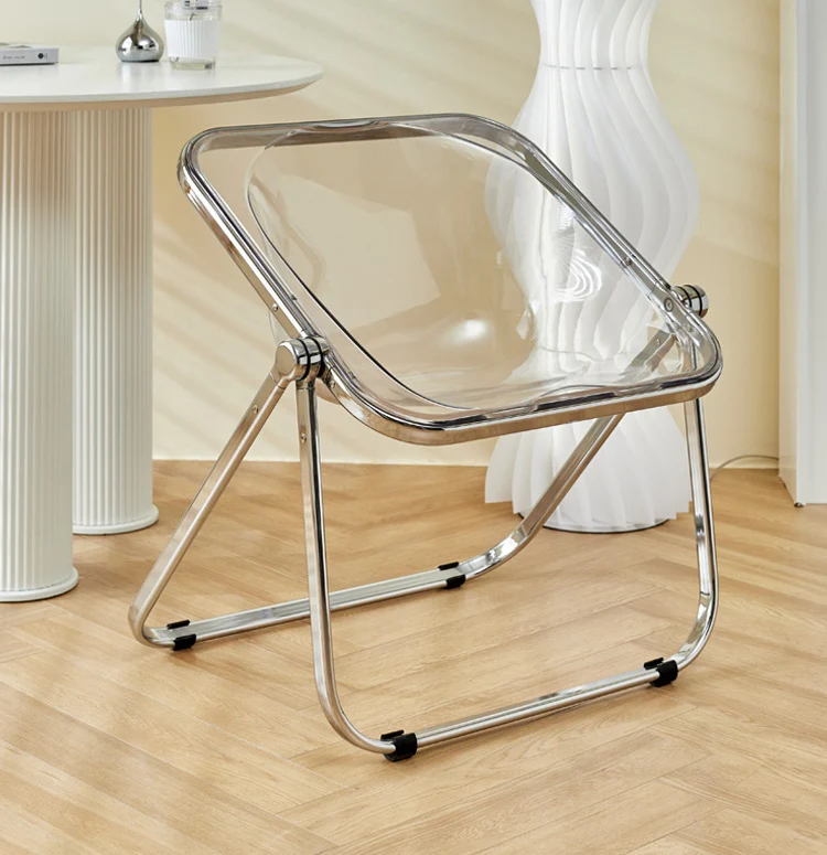 

DIYHD Transparent Clear Folding Chair Living Room Shink-in Seat Chrome Frame