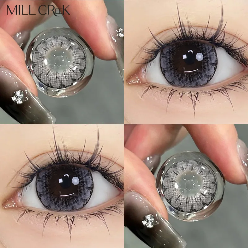 

Mill Creek 2Pcs Myopia Color Contact Lenses Color Lens Eyes With Diopters Fashion Lenses Gray Natural Beauty Pupil Free Shipping