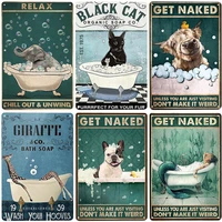 cat bath soap vintage metal tin sign get naked art poster wash your paws plauqe wall decor for bar cafe home farmhouse n447