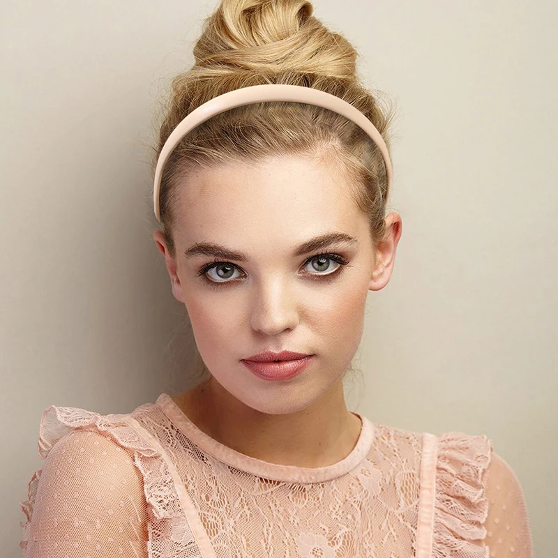 

Винтажная повязка на голову из искусственной кожи, матовая Тонкая Повязка на голову, ретро обруч для волос ручной работы, простые аксессуар...