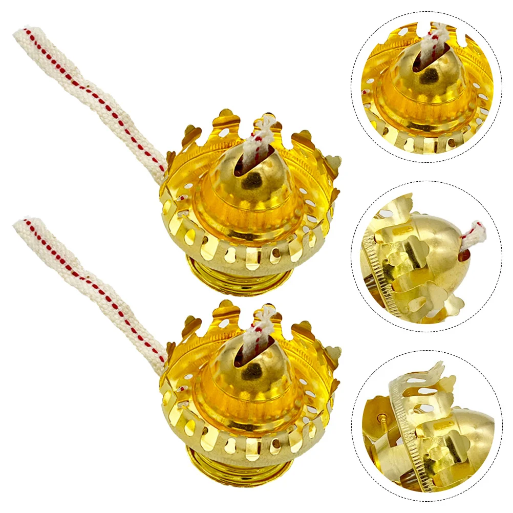 

2 Sets Wick Accessories Metal Holder Kerosene Lamp Burner Bracket Temple Oil Lamp Burner Aluminum Alloy Oil Lamp Repair Part