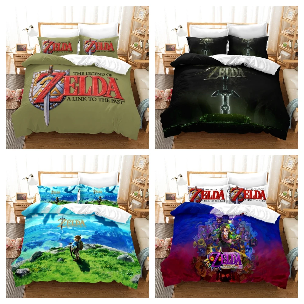 

Zelda Game Pattern 3D Bedding Set Queen King Size Comforter Cover & Pillowcase Duvet Cover Set for Boys Girls Bedroom Decor Gift