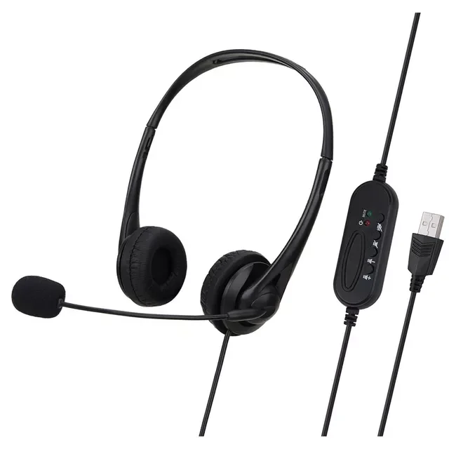 

PC Laptop Headphone with Cancelling Microphone Chatting Network Teaching Video Conferencing USB Wired Headset