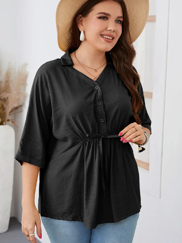 2022 New Fashion Casual Street Blouse Tee Plus Size Tunic Peplum Tops Women Summer T Shirt With Pockets Women's For Clothing