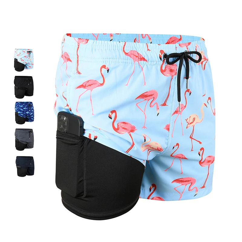 Мужские Компрессионные Трусы 2-в-1 Быстросохнущие Шорты Для Плавания Спортивные