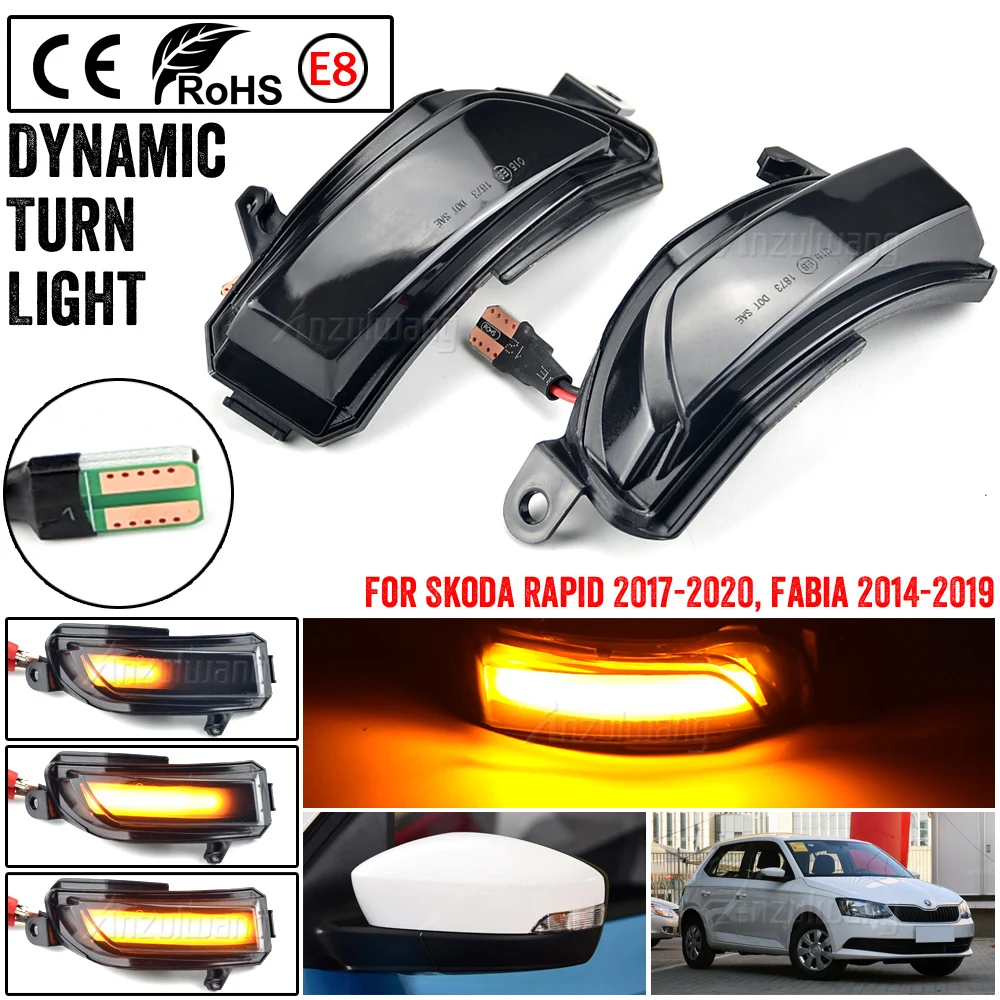 

Side Wing Mirror Indicator Dynamic Turn Signal LED Light For Skoda Fabia 2014 2015 2016 2017 2018 2019 Rapid 2017-2020