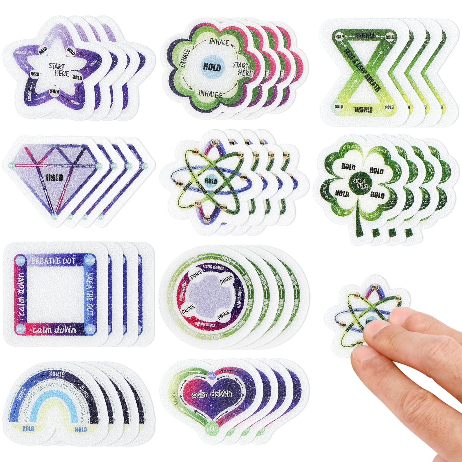 

40Pcs Calm Stickers Set 10 Styles Reusable Tactile Rough Textured Stickers Anti-Stress Sensory Stickers Creative Assorted