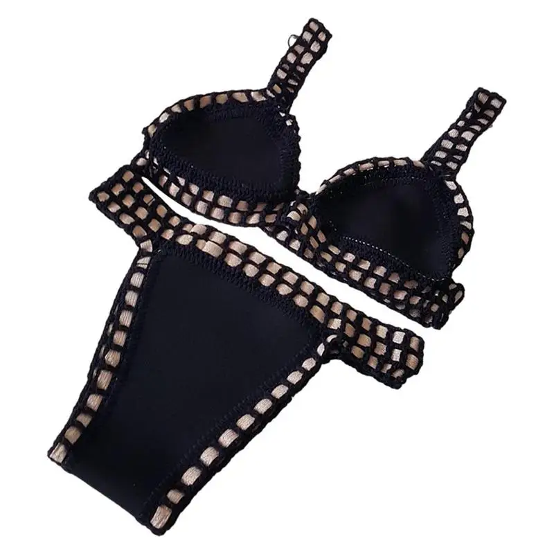 

Knitted Bikini Set Bathing Suit Set For Swimming Low Waisted Two Piece Swimsuits Women Wrap Bikini Set For SPA