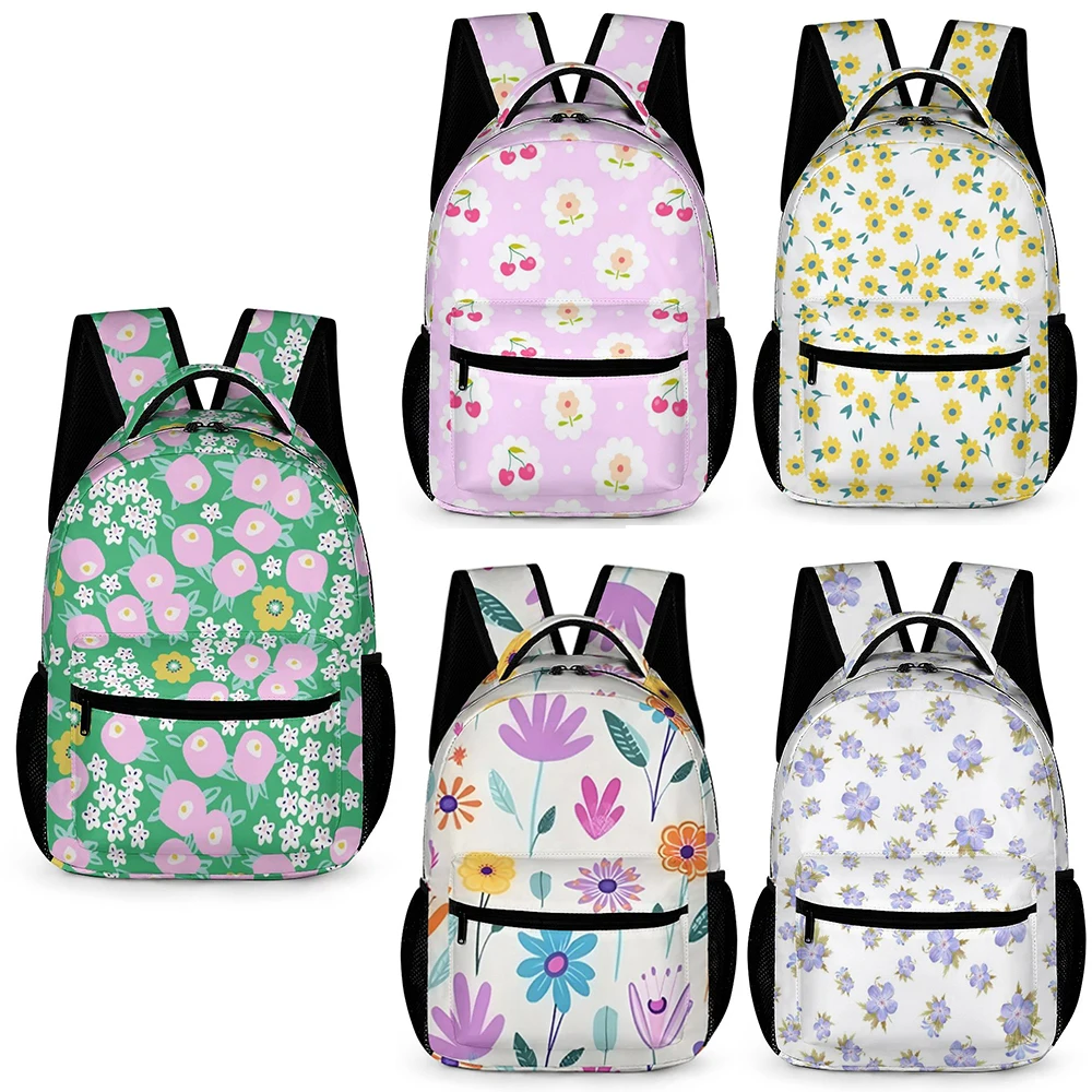 Color Block Satchel Fashion Floral Backpack Boys and Girls Student School Bags Large Capacity Pencilbag for Girl Custom
